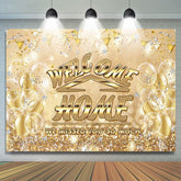 Lofaris Welcome Home Gold Sparkling Bokeh Housewarming Backdrop